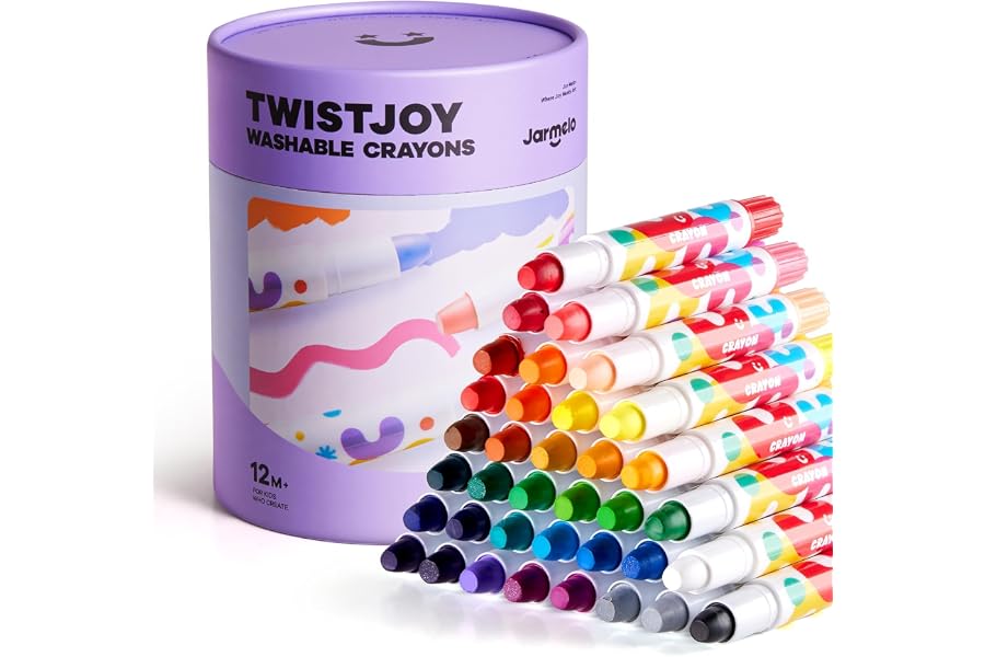 Jar Melo Jumbo Crayons for Toddlers, 36 Colors TwistJoy Non Toxic Washable Crayon, Easy to Hold Large Crayons, Safe for Babies and Children, Gift for Boys and Girls Back to School