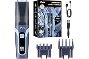 ENSSU Beard Trimmer for Men - Vacuum Mustache Trimmer with Adjustable 20 Length Setting for Less Mess,IPX7 Waterproof Rechargeable Electric Mens Beard Trimmer for Precision Facial Hair, Sideburns