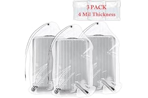 NVAAV 32x42 Inch Extra Large Clear Drawstring Plastic Bags 3 Pack(4 Mils), Dustproof Moistureproof Reusable Big Giant Luggage Storage Bag for Suitcase Garage Organizer, Blanket, Plush Toys
