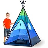 USA Toyz Happy Hut Teepee Tent for Kids - Indoor Pop Up Teepee Kids Playhouse Tents for Boys, Girls, Toddlers with Portable Storage Bag (Blue)