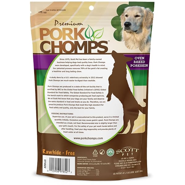 PORK CHOMPS BAKED PORK SKIN DOG CHEWS, 5 INCH MINI TWISTS, 12 COUNT – SWEET POTATO WRAP – LONG-LASTING TREATS FOR DOGS – HIGH PROTEIN, RAWHIDE-FREE, LOW FAT, HEALTHY & DELICIOUS CHEWS
