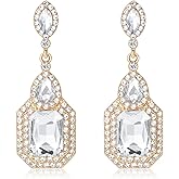 Vintage Rhinestone Dangle Statement Earrings Colorful Long Crystal Dangling Drop Earring for Women Formal Wedding Prom