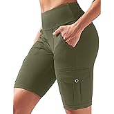 VOOVEEYA High Waisted Workout Biker Shorts Women Tummy Control Yoga Running Shorts with Cargo Pockets Gym Athletic Shorts
