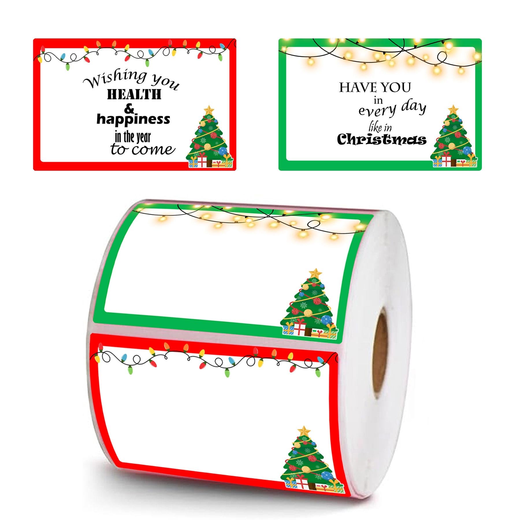 Photo 1 of 2x3 inch Christmas Themed Direct Thermal Labels Color Coding Dot Labels for Thermal Label Printer Holiday Lights Ornaments Shipping Label Printer for Xmas New Year Party Business 250 Pcs Per Roll