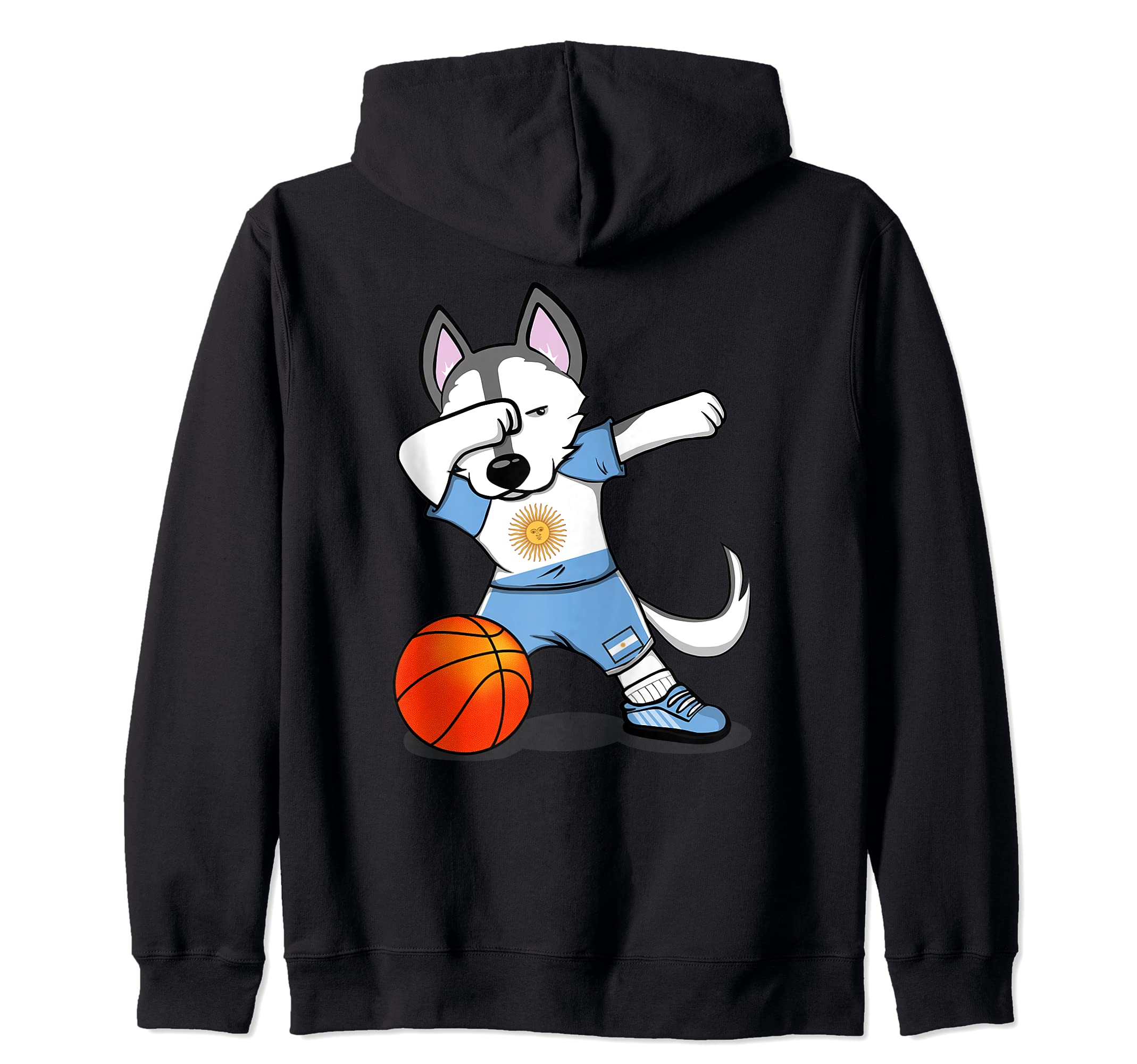 Funny Dabbing Husky Argentina Basketball Fans Jersey Flag Zip Hoodie