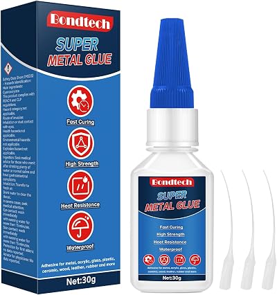 Bondtech Metal Glue 30 g Clear Instant Bond for Metal Waterproof Heat-Resistant