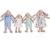 Giant bean Bunny Toys for Kids, 4 PCS Hand Made Rabbit Family Dolls | Easter Bunny with Removable Clothes, Suitable for Infants, Boys and Girls, Dollhouse People, Easter Basket Essentials