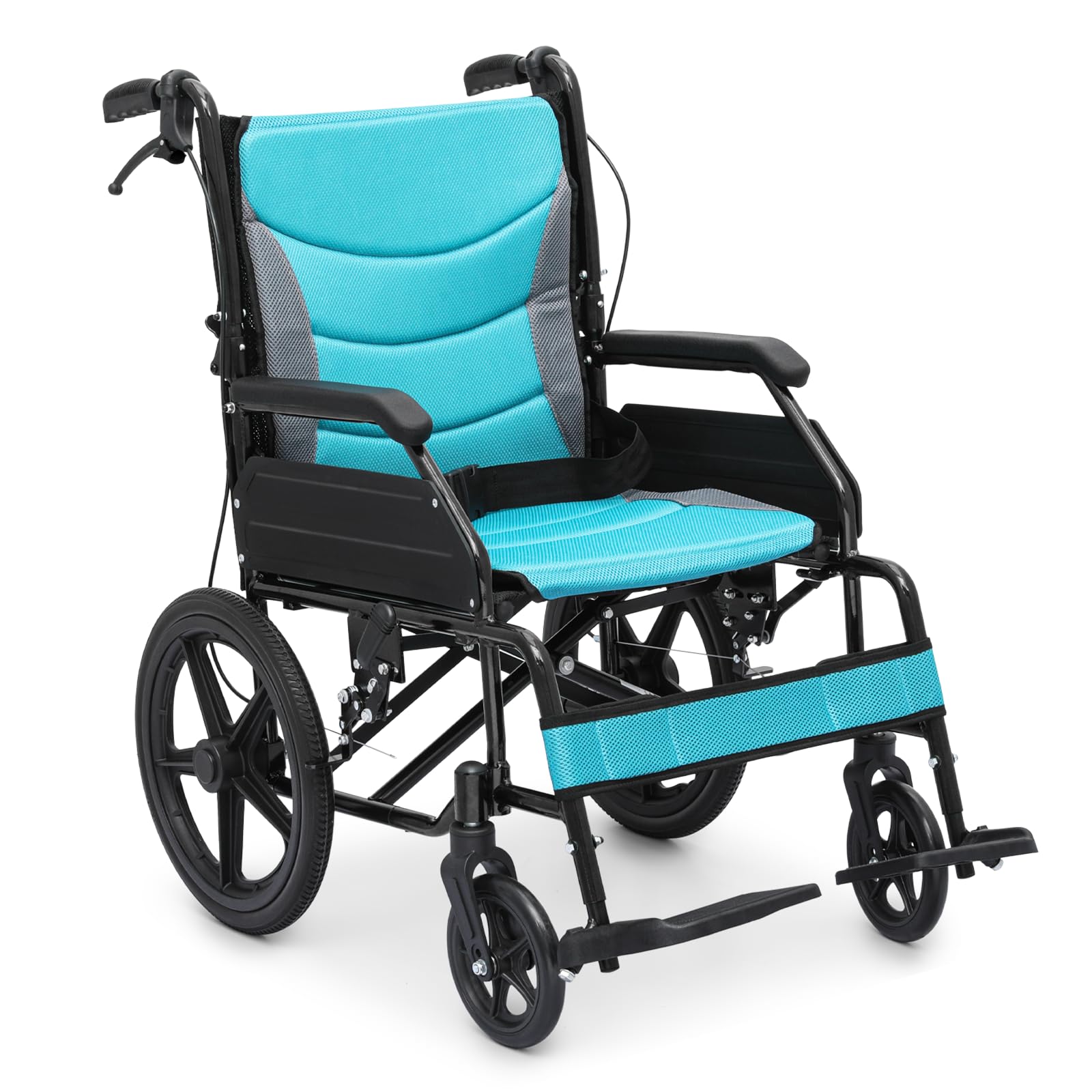 monicare Wheel Chair for Adults with Swing-Away Footrest and Loop-Lock Handbrakes 17.5 inch Seat Wheel Chair 15