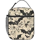 amepay Gothic Bat Polyester Lunch Box for Kids Teen,Vintage Reusable Thermal Lunch Bag for Adult Women,Goth Insulated Tote Cooler Bags for School, Work, Picnic,Travel,Classic Halloween Design