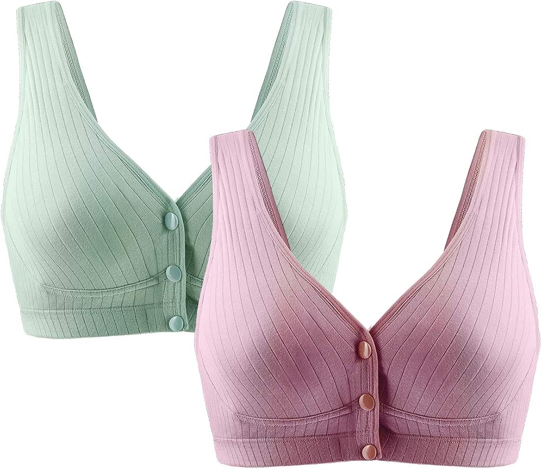 Aivtalk Nursing Bras for Breastfeeding Cotton Wireless Maternity Bra Seamless Support Front Snap ...