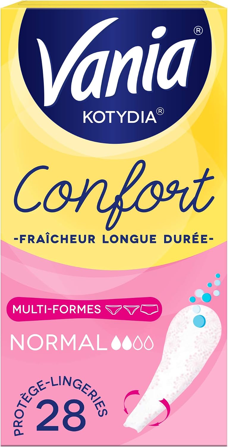 Vania, Nappy Liners Comfort Normal Multi-Shape Fresh Fragrance (Box of 28 Pieces), 100% Breathable Lingerie Liners