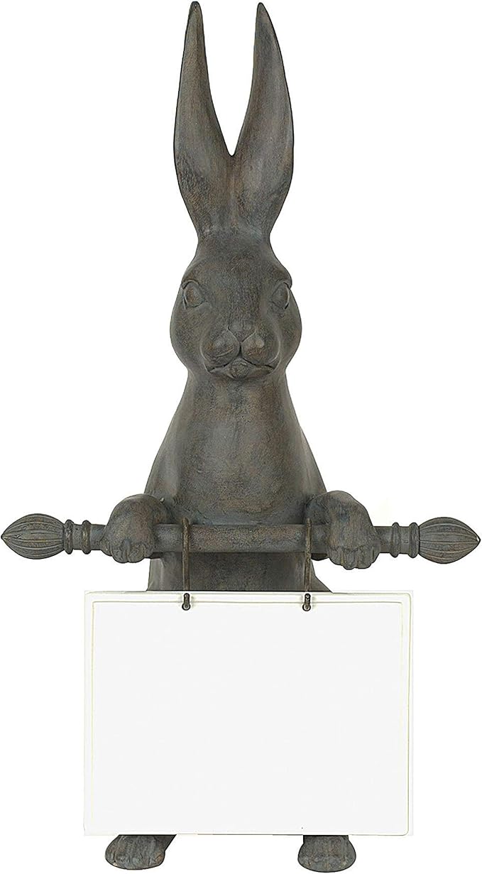 Creative Coop Resin Rabbit Holding Message Board Home & Kitchen