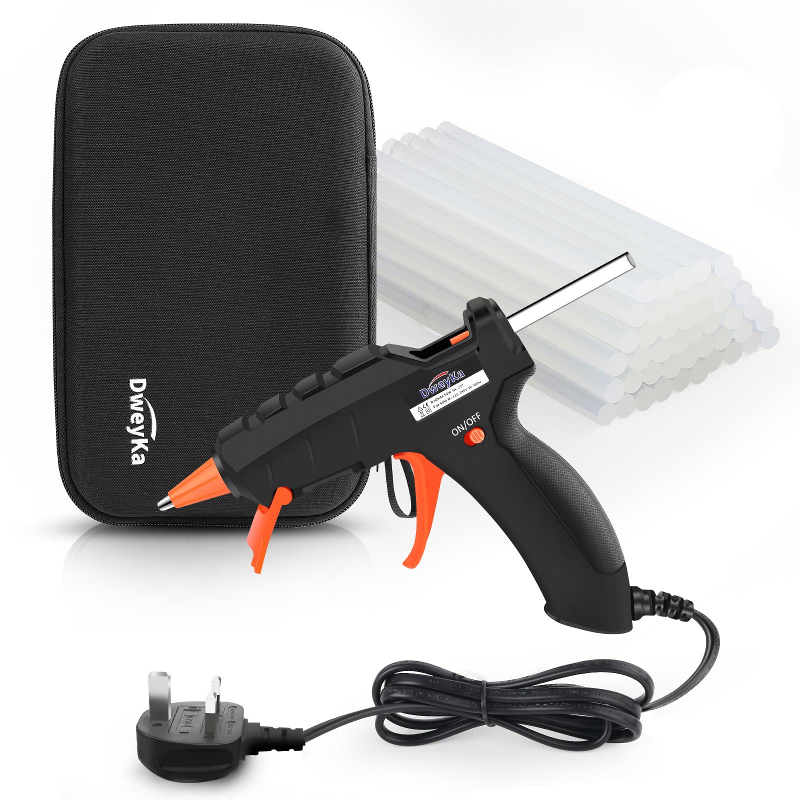 Hot Glue Gun, Dweyka Upgraded 50W Glue Gun Heats Up Quickly, 50PCS 7 x 150MM Glue Sticks, Hot Melt Glue Gun for DIY Arts, Hobby, Craft, Home Repairs, Fabric, Wood, Glass, Card, Plastic
