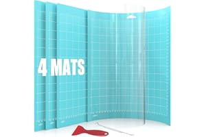 Lzerking Cutting Mat for Cricut 4 Pack Accessories and Supplies Light Replacement Blue Cut Pads Cricket Cards Machine Maker/Maker 3/Air/Air 2 with Scraper Pick Needle DIY Project (LSKZJDB4)