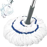 Kickleen Self Wringing Mop Easy Squeeze Cleaning Twist Mop,White | 52.5 Inch Long Handle, Heavy Duty for Hardwood, Tile, Vinyl &amp; Laminate Floors