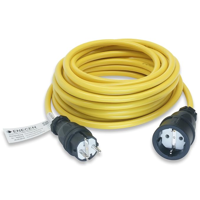 ENECEN 1011250 Verlängerungskabel 230V/16A IP20 PVC K35 AT-N07V3V3-F 3x2,5 mm² gelb mit Gummi ST/KU 50m