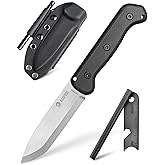 NedFoss SEALION Bushcraft Knife, 4.52" D2 Steel Full Tang Survival Knife with Fire Starter, G10 Handle, Kydex Sheath, Designed in Germany