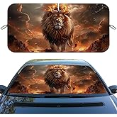 TIAOZP Brave Lion With Crown Car Windshield Sun Shade, Blocks UV Rays, Sun Visor Protector for Car Sedan Truck SUV Accessories, 59