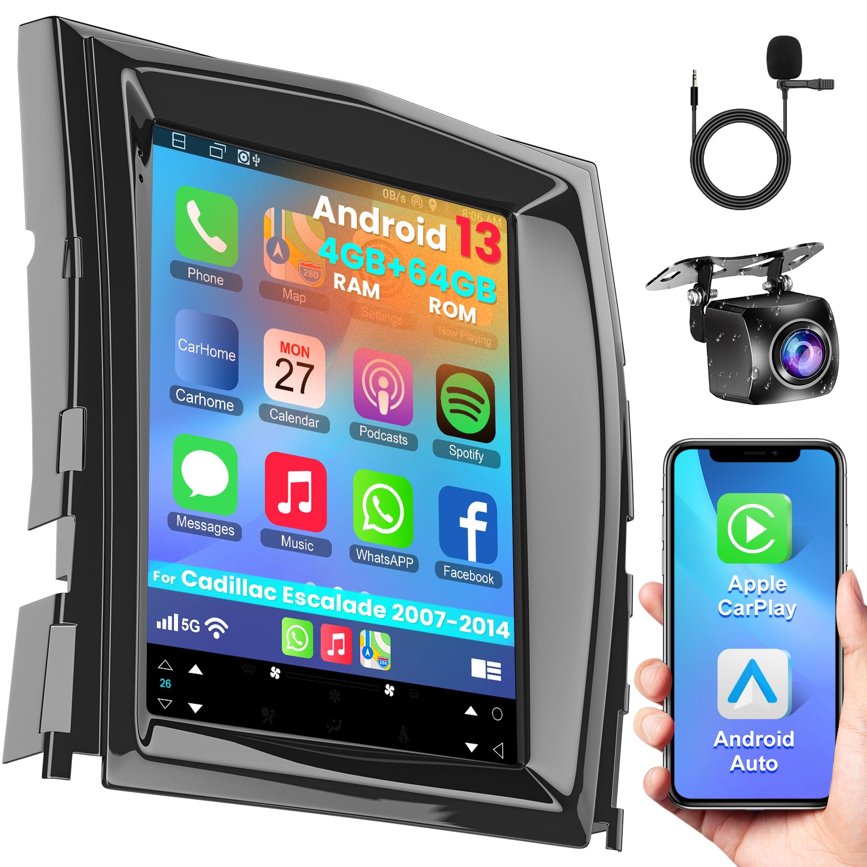 Photo 1 of Car Radio for Cadillac Escalade 2007-2014, 9.7'' Android 13 Touchscreen Stereo with Wireless Carplay&Android Auto, Support Backup Carmera/GPS/Bluetooth5.2/FM/SWC/4+64/EQ