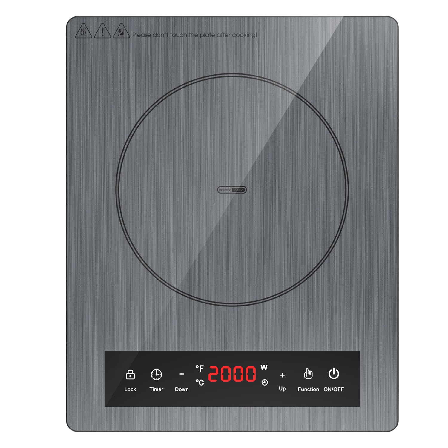 Portable Induction Cooktop 110v,1800W Countertop Single Burner Induction Hot Plate,ANHANE Electric Stove for Cooking,3-Hour Setting,Grey Crystal Glass Surface,Compatible with Magnetic Cookware