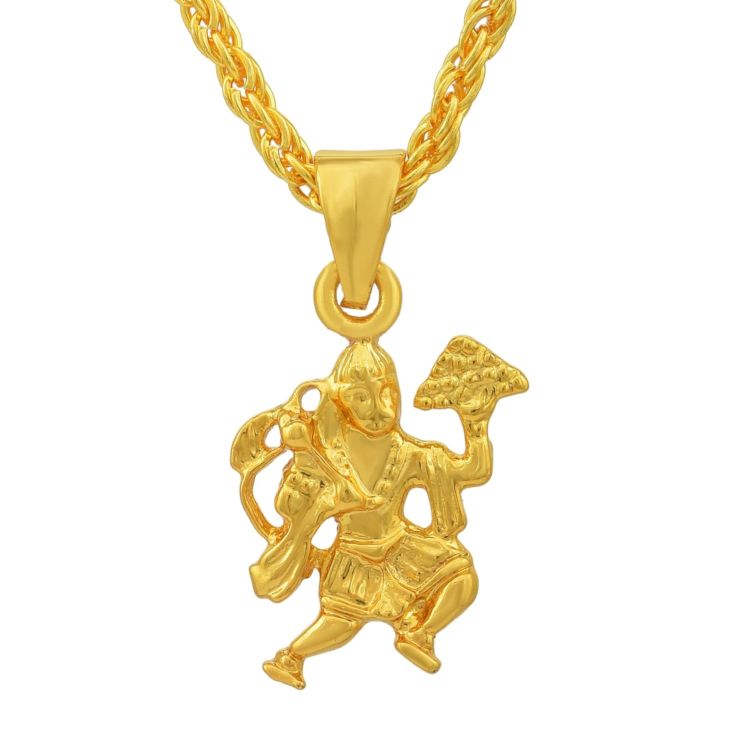 buy morir gold plated brass bajrang bali pawan putra hanuman with sanjeevani design hindu god religious spiritual locket pendant necklace for men and women at amazon in buy morir gold plated brass bajrang