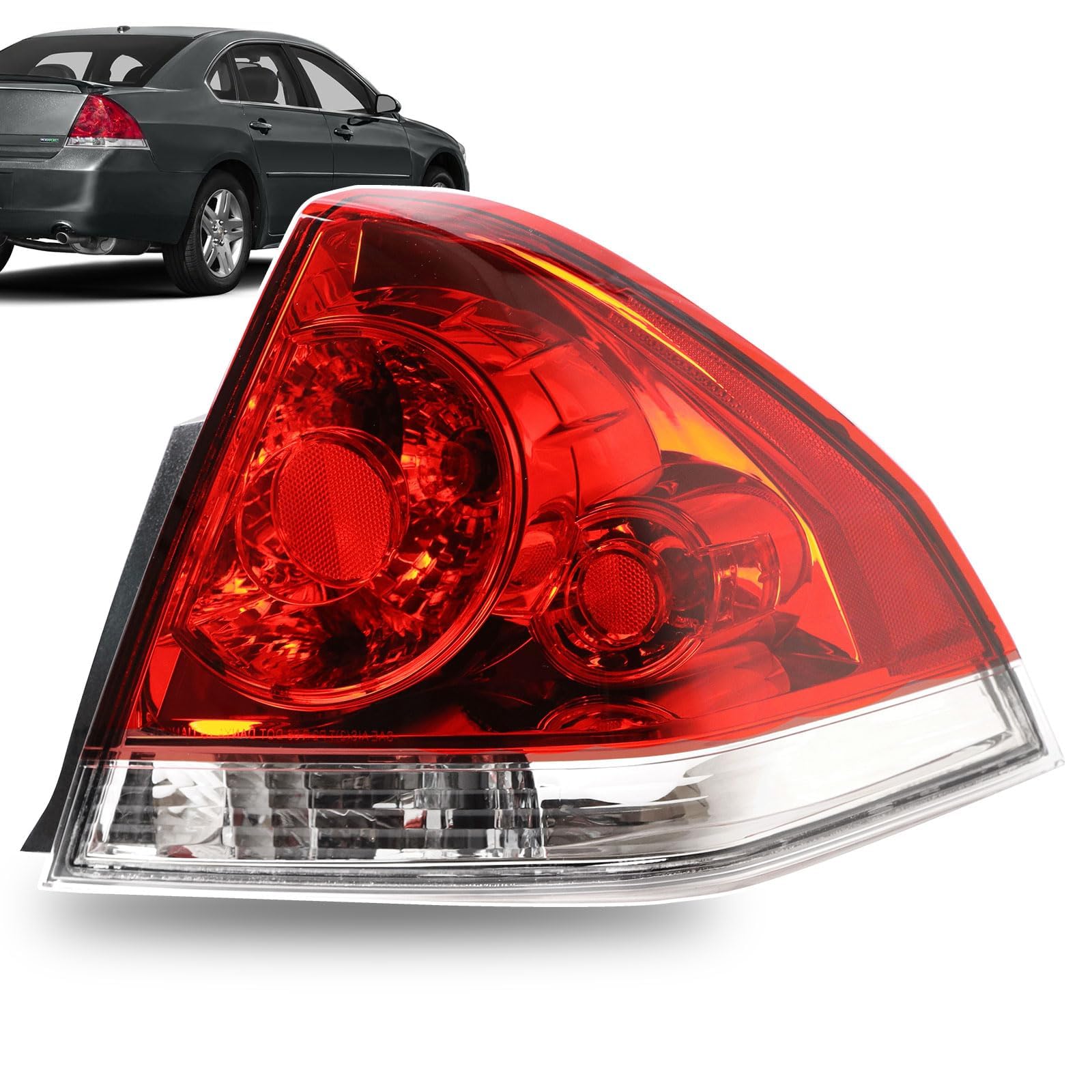 Photo 1 of Tail Light Compatible With 2006-2013 Chevy Impala 2014-2016 Chevrolet Impala Limited Rear Taillight Right Passenger Side Taillight Replace 25971598 GM2801193 (Red Lens Brake Lamp w/Bulb)