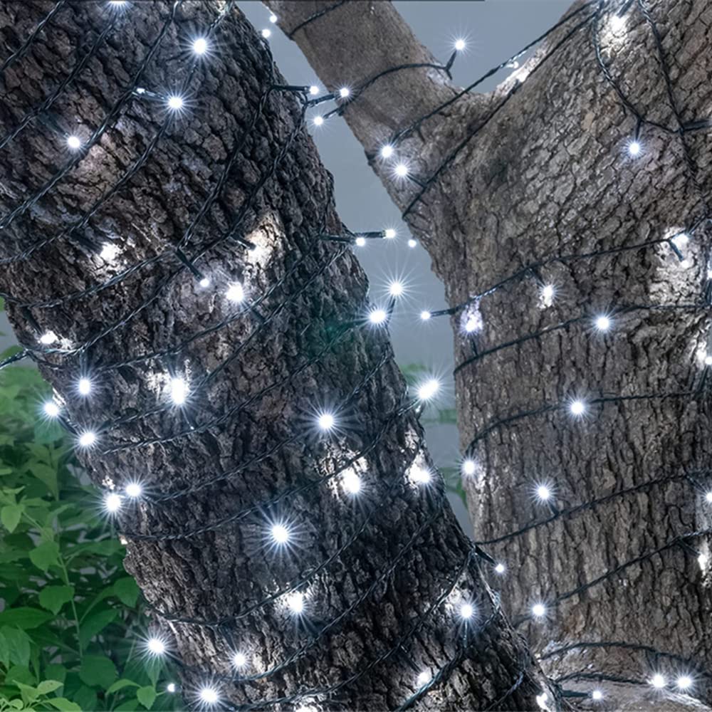 JnDee Safe Voltage 400 Bright LEDs 40 Metres Cool White String Fairy Lights for Christmas Tree Wedding, 8 Modes, Timer, Long Lead