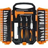 MANUFORE 34pcs Large Exacto Knife Set Craft Precision Knife Set Orange | Comfort Anti-Slip Rubber Grip, Easy to Change Blades, Sharp Blades can be Used for Cutting Paper, Come with a Storage Case
