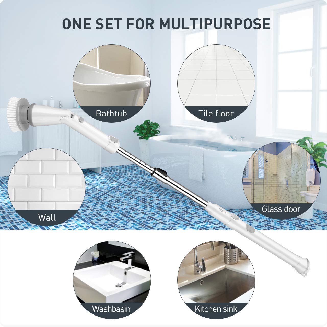 Homitt Electric Spin Scrubber Cordless Shower Scrubber Builtin 2 LG