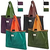 Covzoe 4 Pack Reusable Shopping Bags, Foldable Grocery Bags with Handles, Large Lightweight Tote Bag Fits in Pocket, Washable Beach Bag for Kitchen Travel Shopping