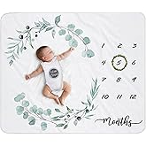 fundich Baby Milestone Blanket for Boys & Girls | Soft Monthly Picture Blanket for Newborn | Eucalyptus Nursery Decor | Photo Prop Blankets Gender Neutral 45"x40"