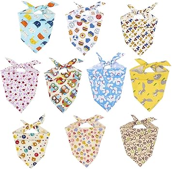 Amazon Mewtogo ペットバンダナ 犬用バンダナ 猫用バンダナ 10点セット かわいい柄 洗いやすい コットン 綿 唾液タオル 首輪 くびわ アクセサリー スカーフ よだれカバー 犬用 猫用 食事用 マルチカラー 柴犬グッズ 誕生日 撮影用 日常用 お散歩 お出かけ Mewtogo