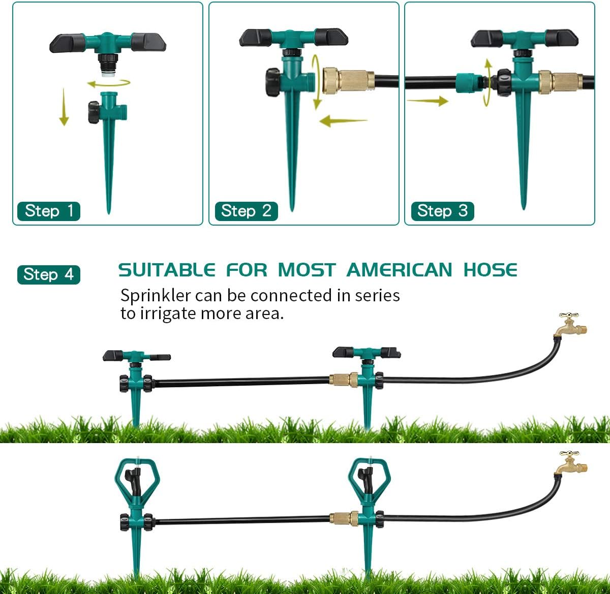 JOYXEON Lawn Sprinkler (Set of 2) 360 Degree Automatically Rotating Sprinklers for Garden with 2 pcs Butterfly Rotary Sprinklers Rotating Irrigation System for Garden Yard Kids 3, 000 Sq. Ft Coverage : Garden & Outdoor