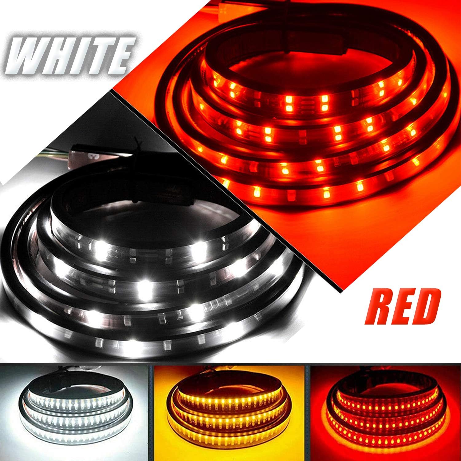 Truck Tailgate light Bar Triple Row,60 Inch Tailgate Light Strip，IP67 Waterproof 432 LED Light Strip for SUV,RV,VAN,etc,Standard 4-pin Flat Connector,Easy Installation: Automotive
