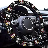 GENANY Spooky Skeleton Couple Christmas Steering Wheel Cover, Non-Slip Neoprene Car Steering Wheel Cover, Breathable Steering Wheel Covers, Sweat-Absorbing Accessories, Christmas Auto Gifts