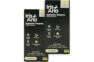 Iris + Arlo Organic Tampons, 100% Cotton, Glossed Cardboard Applicator | Super Tampons for Women + all Menstruators (28 Count