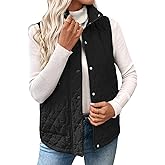 EVALESS Womens Puffer Vest Lightweight Stand Collar Sleeveless Cropped Quilted Jackets Button Fall Zip Up Coat Outerwear
