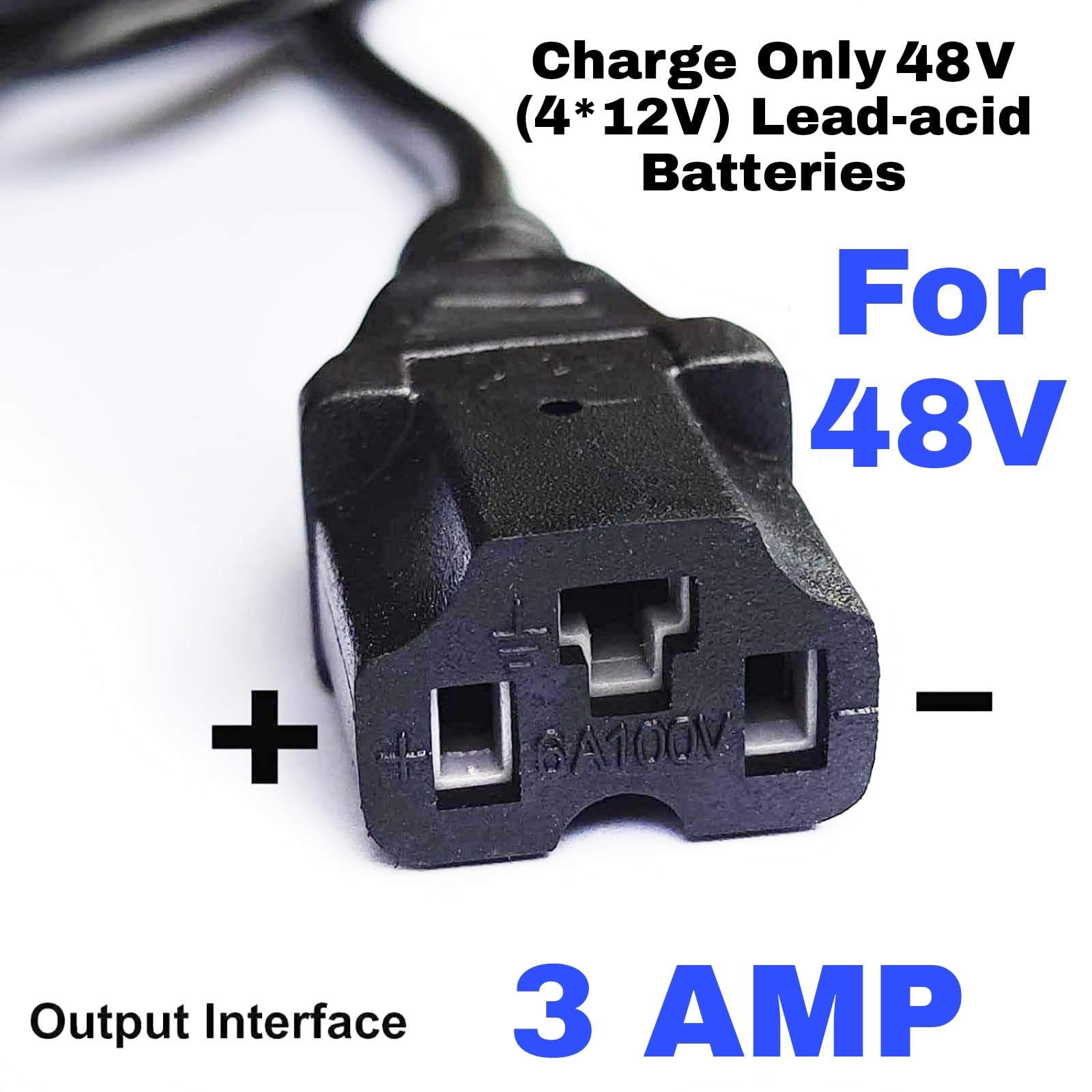 48 Volt 3.0 Amp Quick-Charge 3-Pin Battery Charger for eWheels EW-36 EW-02 EW-11 EW-19 EW-20 EW-38 EW-46 EW-66 EW-72 and 48V Scooters, Go-Karts, Big Toys Baja, FitRight, Go-Bowen, MotoTec