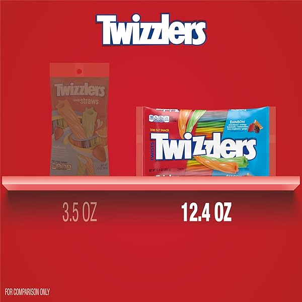 TWIZZLERS TWISTS RAINBOW FLAVORED LICORICE STYLE, CHEWY CANDY BAG, 12.4 OZ