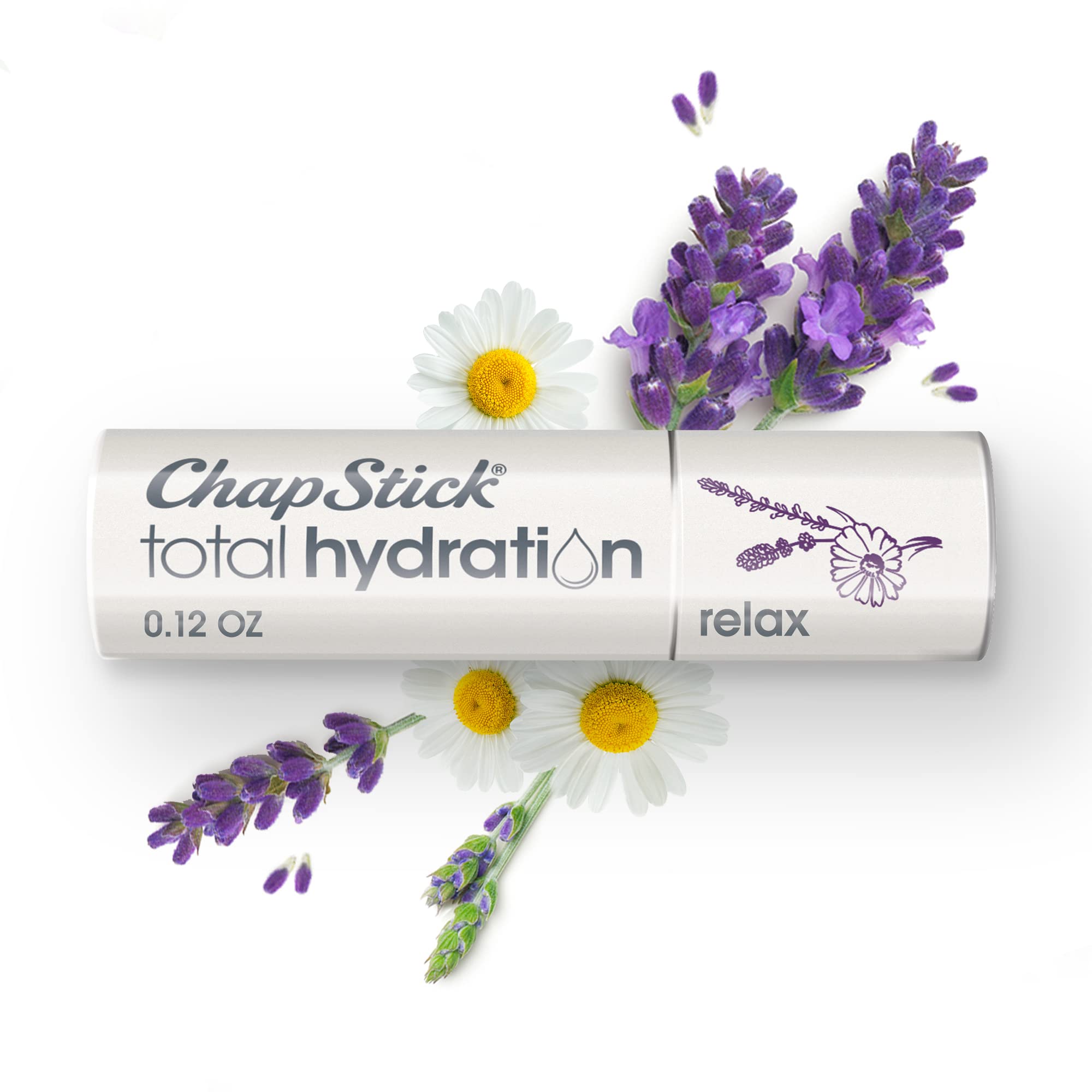 ChapStick Total Hydration Essential Oils Relax Chamomile + Lavender Lip Balm Tube, Lip Care - 0.12 Oz