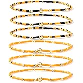 Bohxantium Gold Beaded Bracelets for Women Boho Stackable Colorful 14K Gold Plated Small Glass Seed Beads Bracelet Stack Non Tarnish Stretch Cute Jewelry Friendship New Year Christmas Gifts for Women