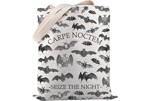 PWHAOO Halloween Bat Tote Bag Dark Academia Cottagecore Witchy Seize The Night Tote Bag Spooky Bat Tote Bag Bat Lover Gift