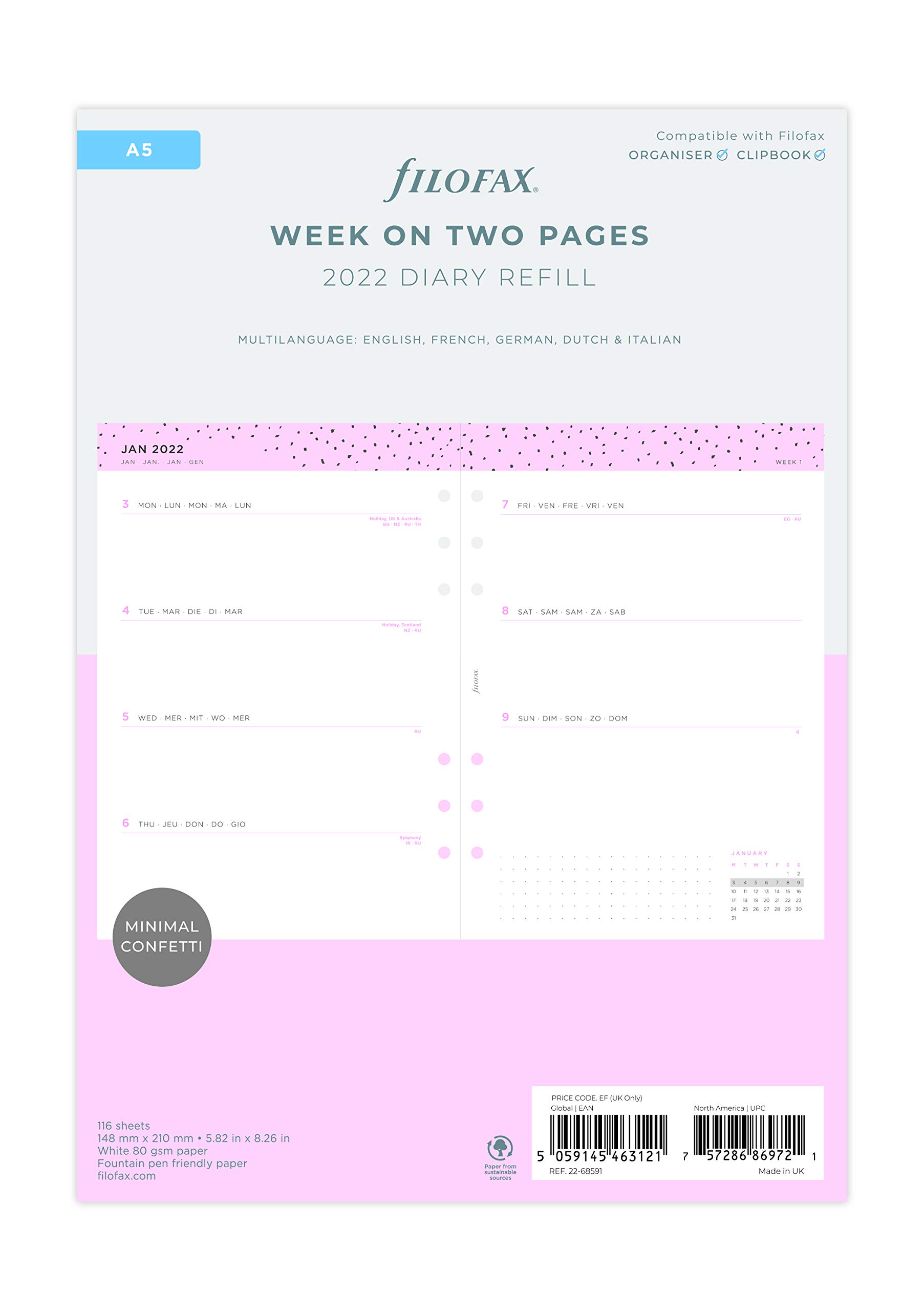 FILOFAX A5 Confetti Week ON Two Pages 20