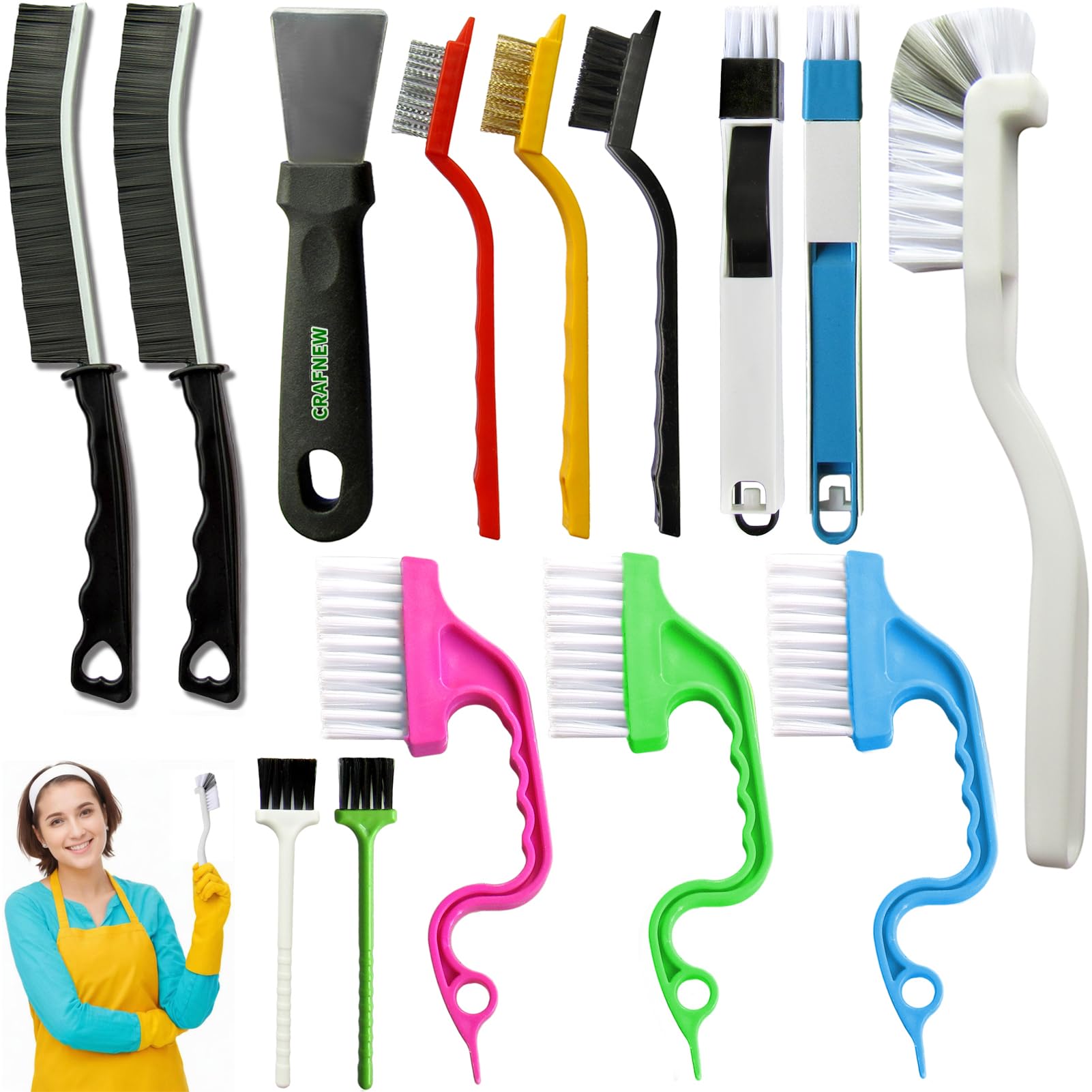 Photo 1 of 14Pcs Small Crevice Cleaning Brush Set, Groove Gap Cleaning Tool for Cleaning Kitchen,Bathroom, Corner, Sink,Door,Window Track,Cup