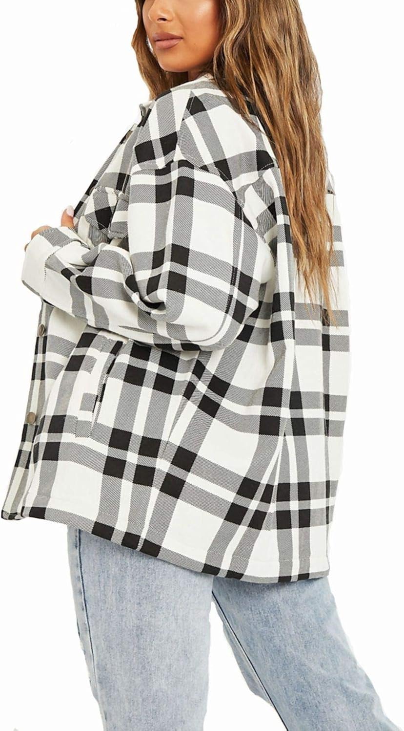 Women's Check Fleece Oversized Baggy 