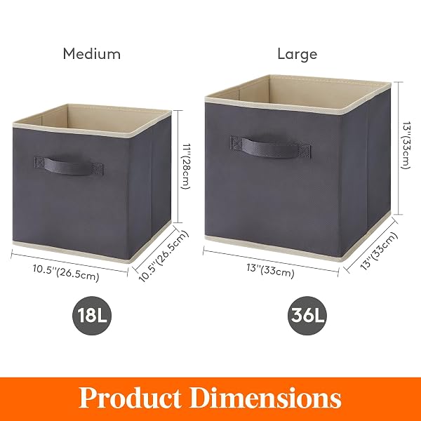 LIFEWIT STORAGE CUBES, FOLDABLE DECORATIVE FABRIC STORAGE BASKETS FOR ORGANIZING HOME ORGANIZERS WITH HANDLES FOR SHELVES, CLOSET, 11 INCH BINS, 18L GRAY, 16 PACKS