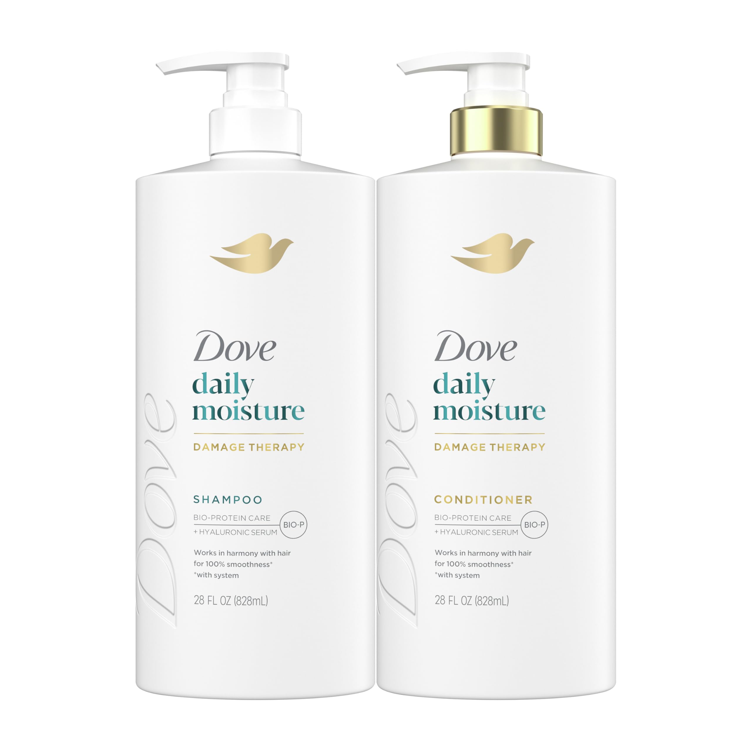 Dove Daily Moisture Shampoo & Conditioner Set for Dry Hair, 28 Fl Oz