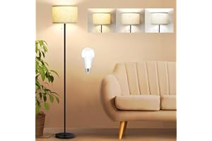 VerRon Floor Lamp for Living Room, Standing Lamp with 3 Color Temperatures LED Bulb, Tall Lamp for Bedroom Office, Black Floor Lamp with Pull Chain, Modern Corner Floor Lamp Bright Light