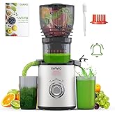OMMO Juicer Machines, 300W Cold Press Juicer for Whole Vegetables & Fruits with 6'' Large Feed Chute, Slow Masticating Juicer Easy to Clean, High Juice Yield, BPA Free, Sliver