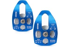 NewDoar 30 KN CE Certified Large Rescue Pulley Single/Double Sheave with Swing Plate